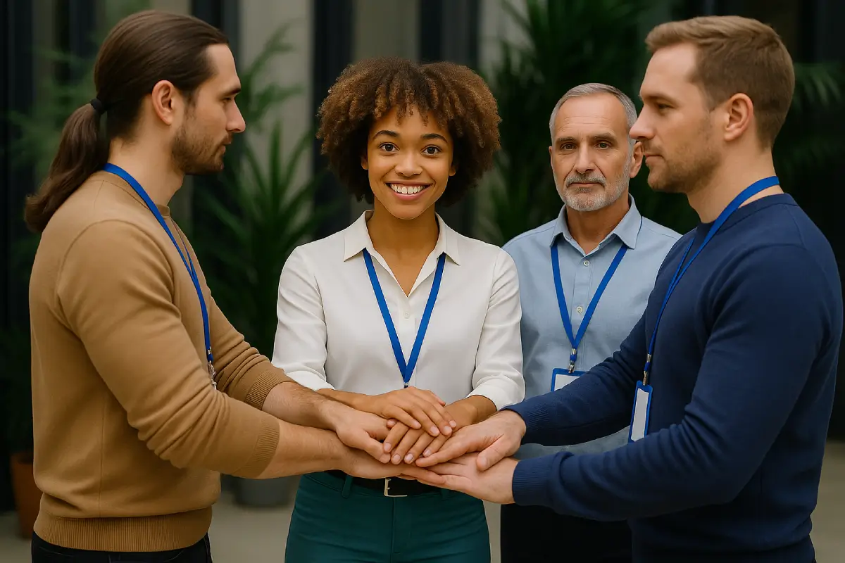 hand on keyboard right hand holding mobile phone